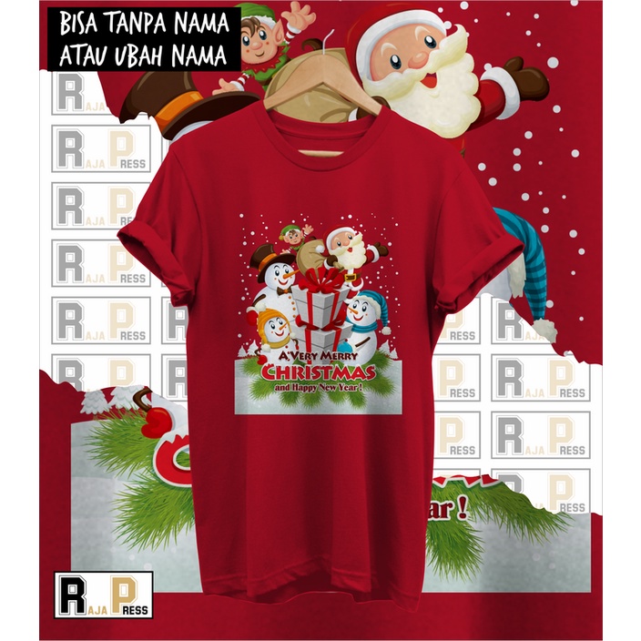 KAOS NATAL BAJU NATAL HADIAH PRESENT MERRY CHRISTMAS KATUN COMBED 30S