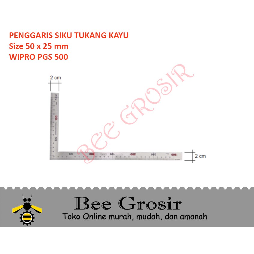 

Penggaris Siku Tukang Kayu 50cm x 25cm / 500mm x 250mm WIPRO PGS500