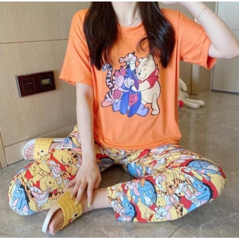 MDLV ~ BAJU TIDUR SET POOH FRIEND CP BAJU TIDUR IMPORT CEWEK BEST SELLER PIYAMA DEWASA FASHION IMPORT