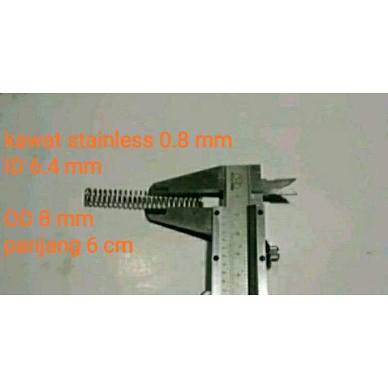 per tekan stainless 0.8 mm id 6.4 mm od 8 mm panjang 6 cm