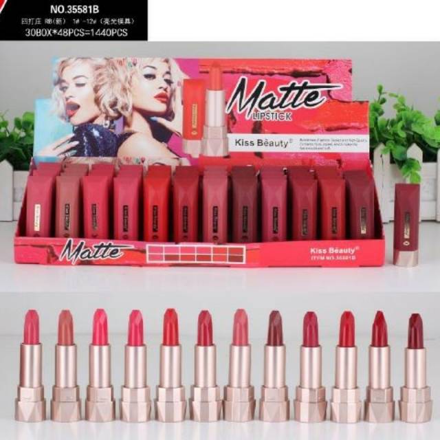 lipstick kissbeauty matte no 35581B/ 12.pcs