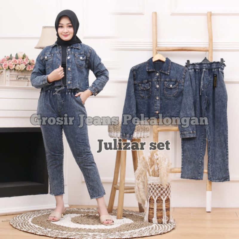 One Set Setelan Celana Outer Blazer Cardigan julizar set julizar 2  Polos Levis Jeans Snow Ld 110 Ju