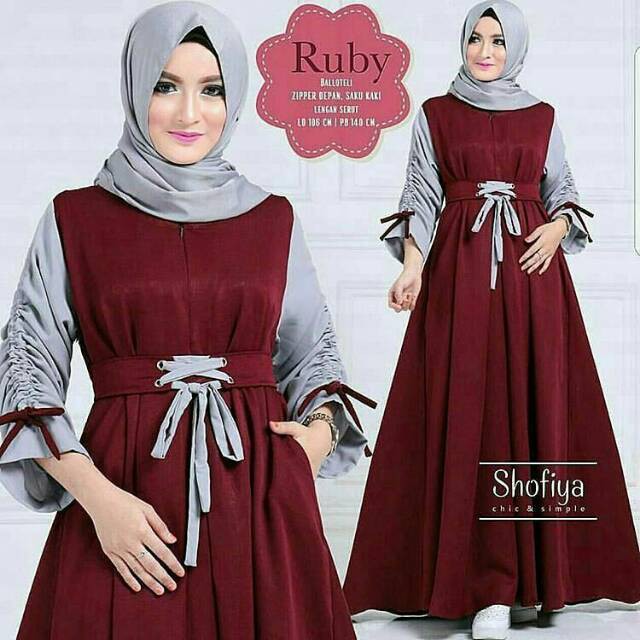 Ruby Dress Baju Gamis Muslim Wanita Terbaru Design Kekinian Harga Murah Kualitas Bagus