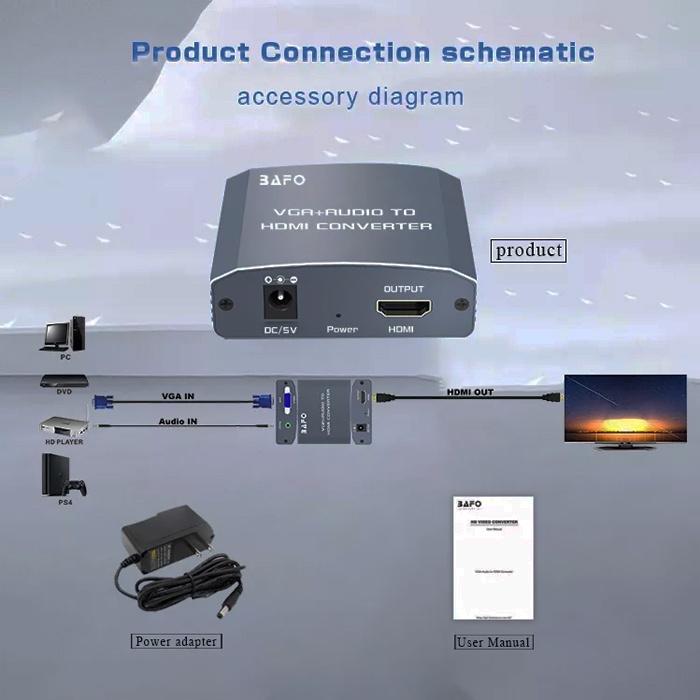 Converter VGA+Audio to HDMI Bafo BF-H103