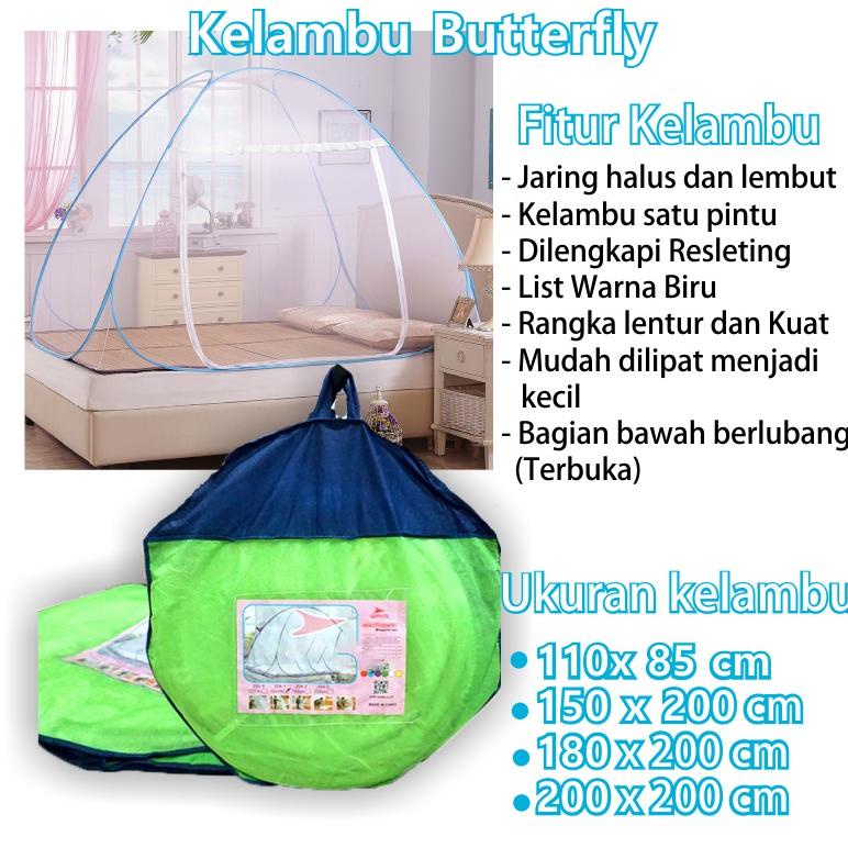 Kelambu Lipat Butterfly Kelambu Kasur Kelambu Anti Nyamuk Kelambu Untuk Anak Ukuran 180X200 200X200 