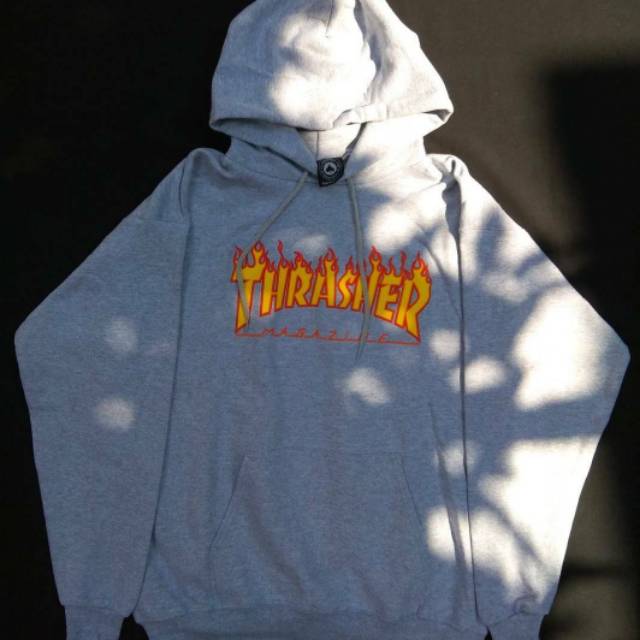 Thrasher flame logo hoodie grey 100% original