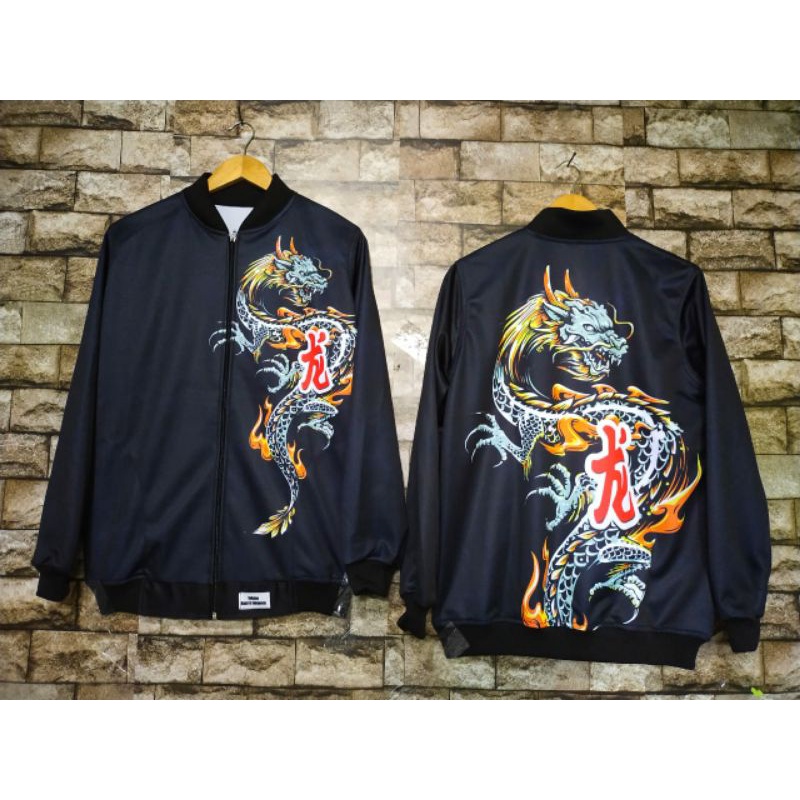 Jaket Sukajan Black Dragon Jepang Bahan Lotto Tebal