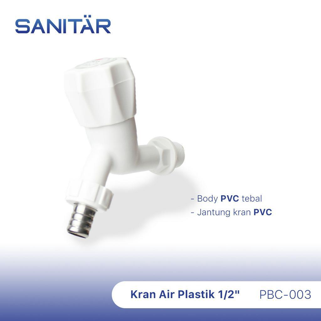 SANITÄR Kran Air Plastik 1/2 Inch Taman Keran Tembok PVC SANITAR