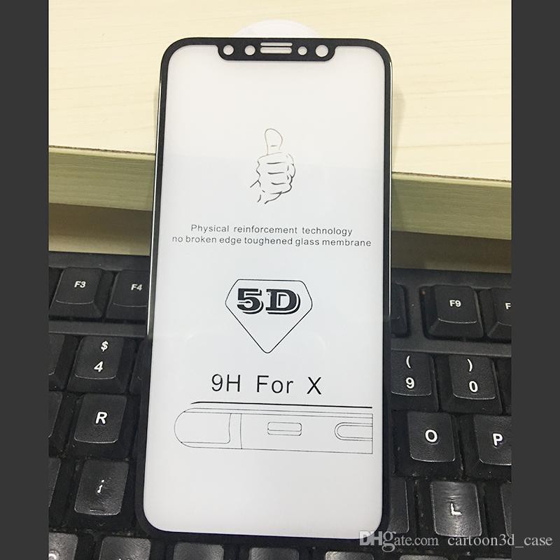 Tempered glass Iphone X Full cover antigores kaca screenguard 5D/ 5 Dimensi black Temperglass