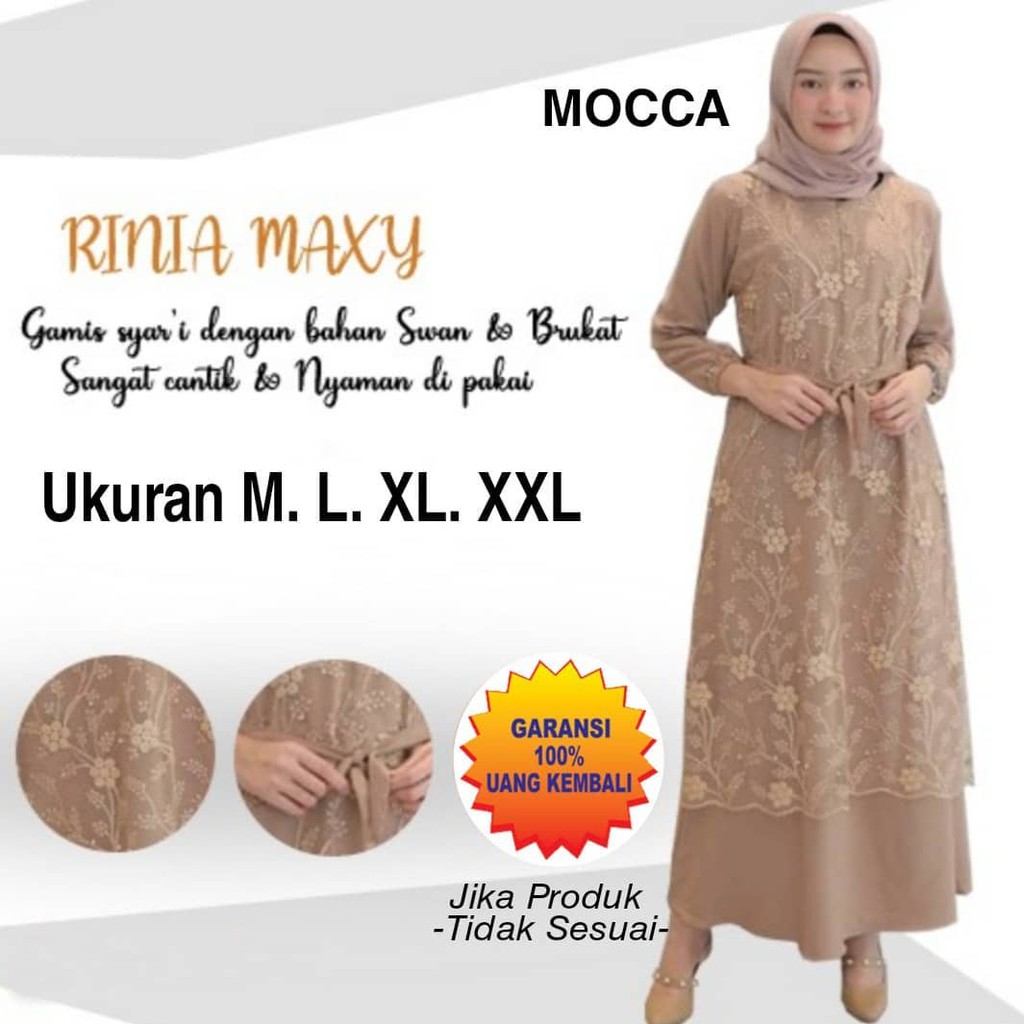 RINIA NEW BRUKAT / SYAFIA BRUKAT (LABEL JEOVANNA) / GAMIS BRUKAT ANTI KUSUT / Gamis terbaru 2022 ter
