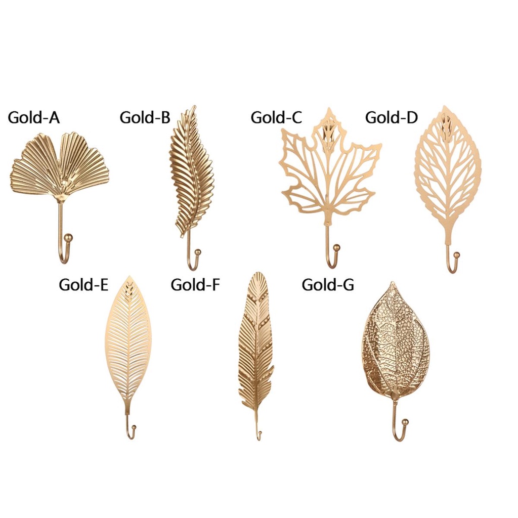 [Elegan] Gantungan Dinding Hemat Ruang Dekorasi Daun Rumah Nordic Keys Organizer Golden Leaves Hanging Hooks