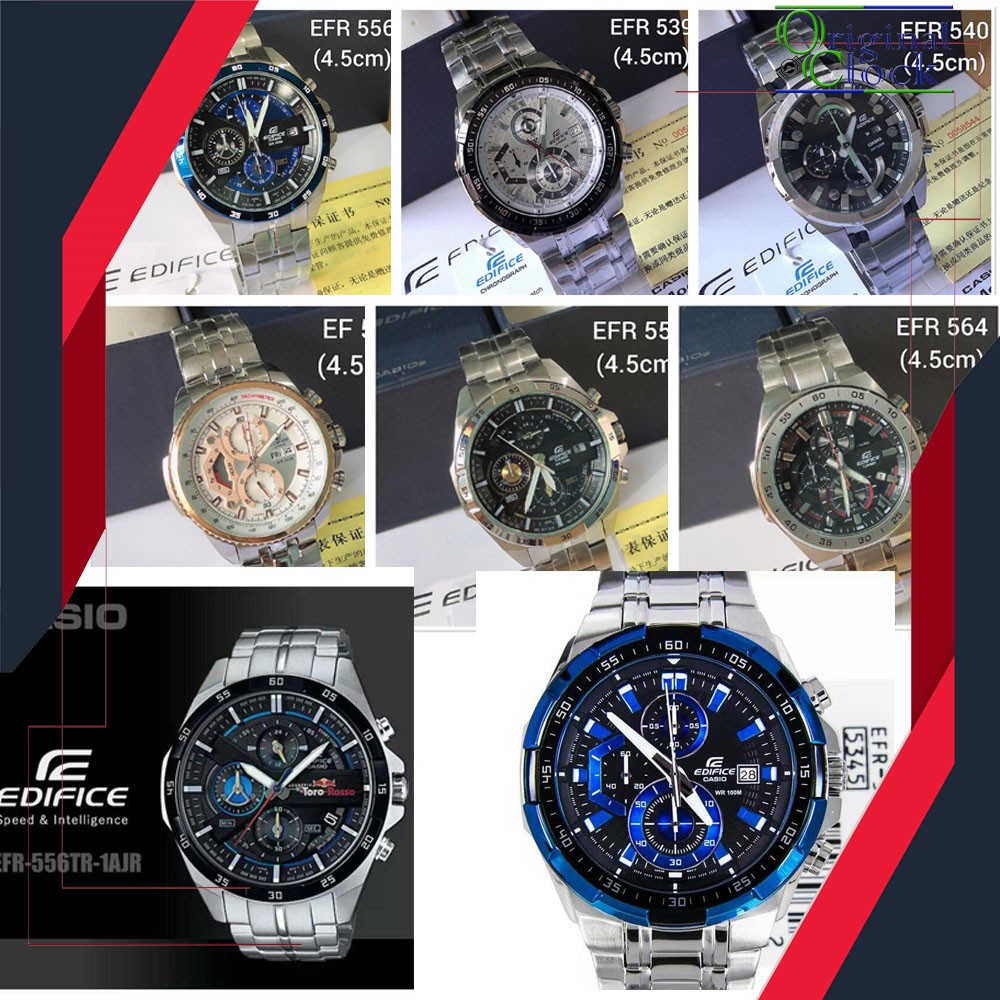 JAM TANGAN PRIA WANITA | RANTAI | KULIT | KARET | MURAH | PRIA [EDIFICE ORIGINAL EF554] FREE BOX ORI