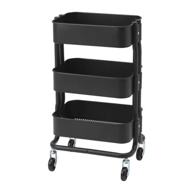 Ikea Rashult Troly Roda Troli Dapur 3 Susun Hitam 28 Cm