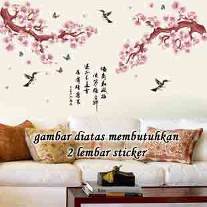 Wallstickerwall Sticker 60x90am9141 Pink Sakura N Swallow