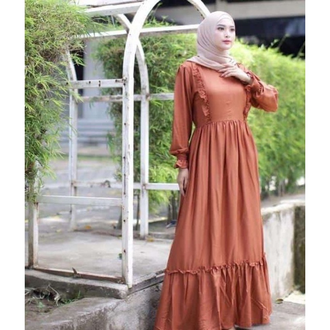 Gamis twill rumbai susun satu