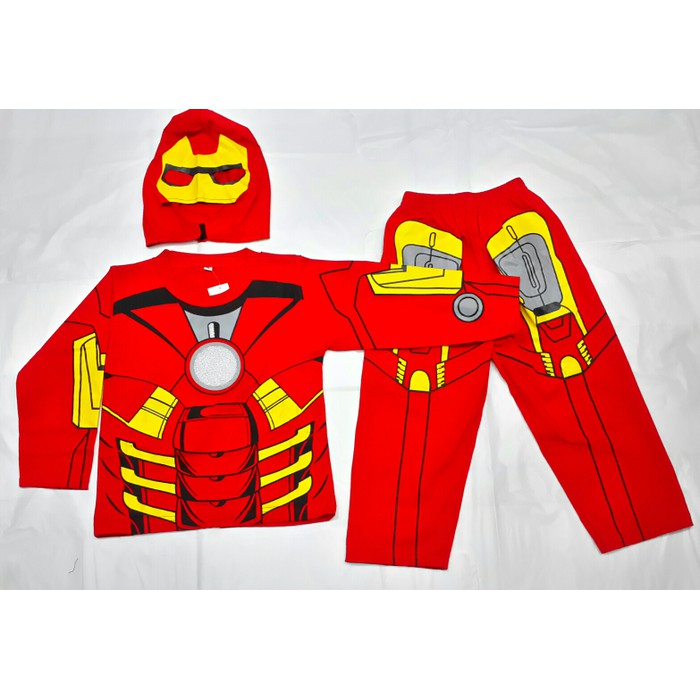 Baju Kostum Anak Superhero Iron Man Setelan Panjang Karakter