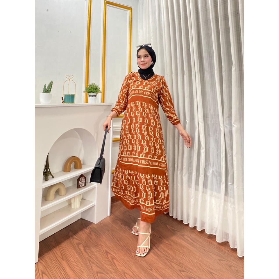 COD - Asmiranda Maxy Gamis Muslim Aurora Dress Shakila Aksen Renda Brukat Import Ld  110 Fit S - XL ( Free Bros ) Fashion Maxi Wanita Pesta Kondangan Modern Termurah Terlaris-MD DIOR BATA