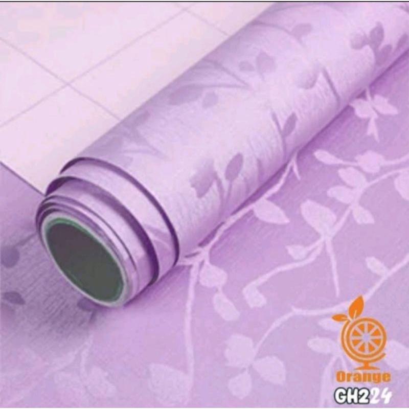 Wallpaper sticker dinding embos ungu 45cmx10m gh224