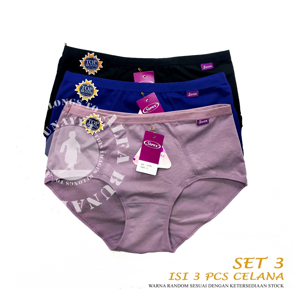 3 Pcs Celana Dalam Wanita SOREX 1179 - CD Underwear - Comfort Fit - Pakaian Dalam Wanita Katun Cotton