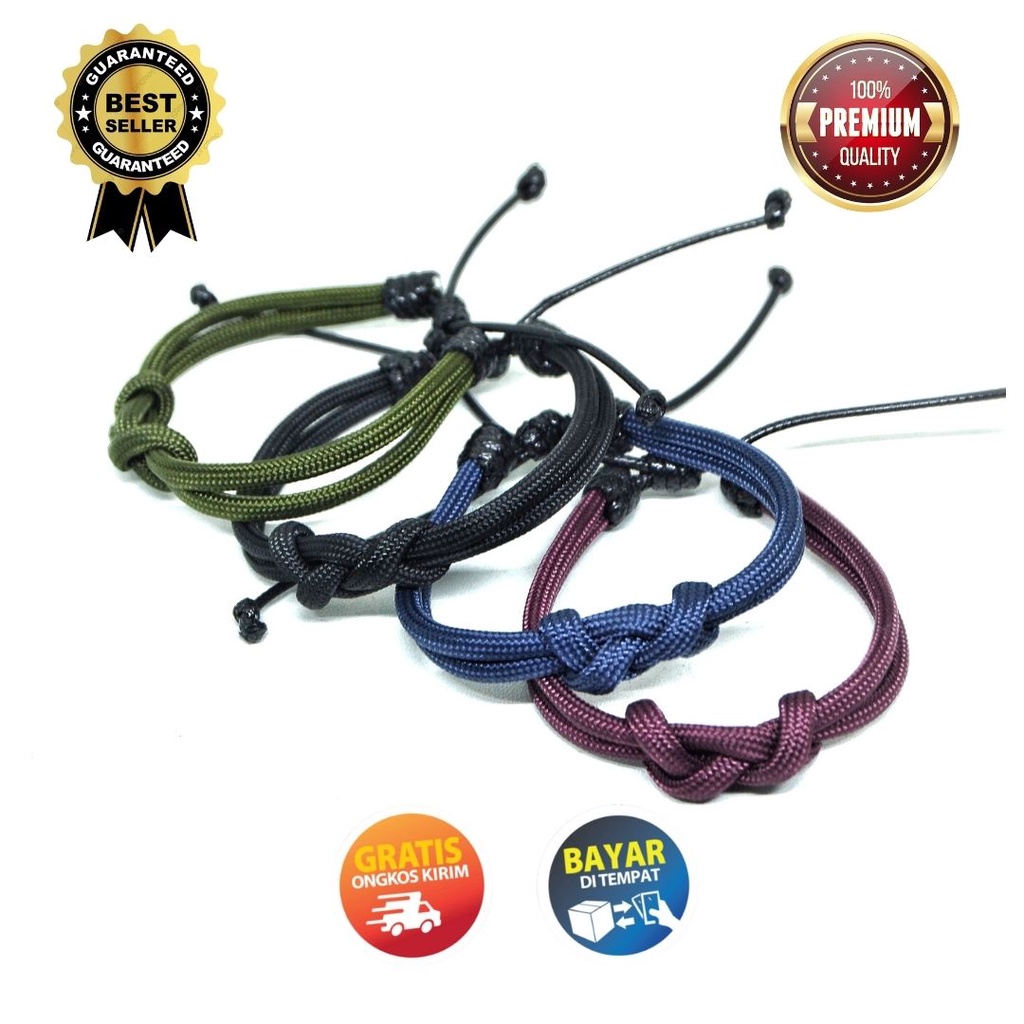 Gelang Pria Cowok Laki Keren Bracelet Infinity Style Paracord 4mm Premium Adjustable