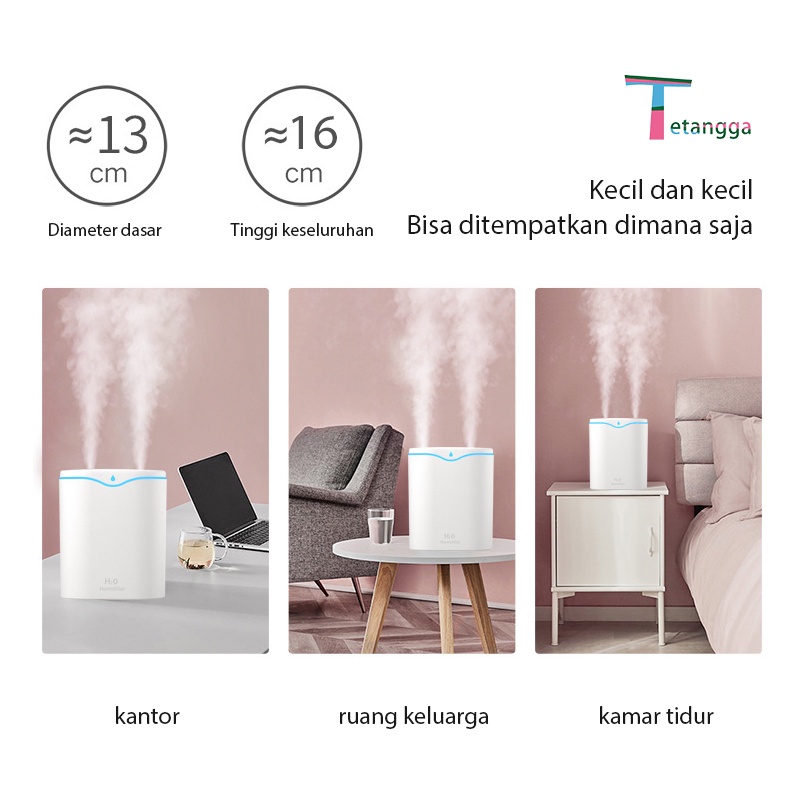 Dual Mist  Humidifier / Humidifier Kapasita USB Dengan Lampu Malam VS-1833