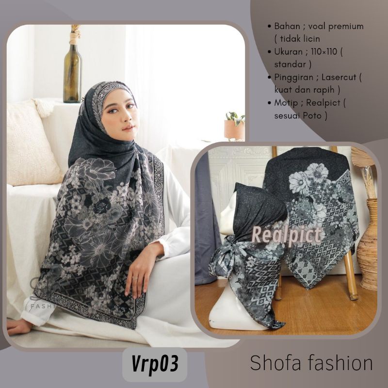 COD Hijab/jilba segiempat voal motip premium lasercut scarf shofascarf