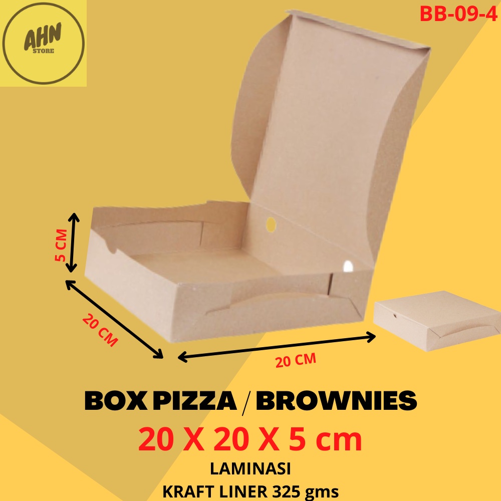 

KARDUS BOX KOTAK PIZZA BROWNIES / DUS KOTAK BOX PIZZA BROWNIS KUE BOLU UKURAN 20x20x5 CM LAMINASI