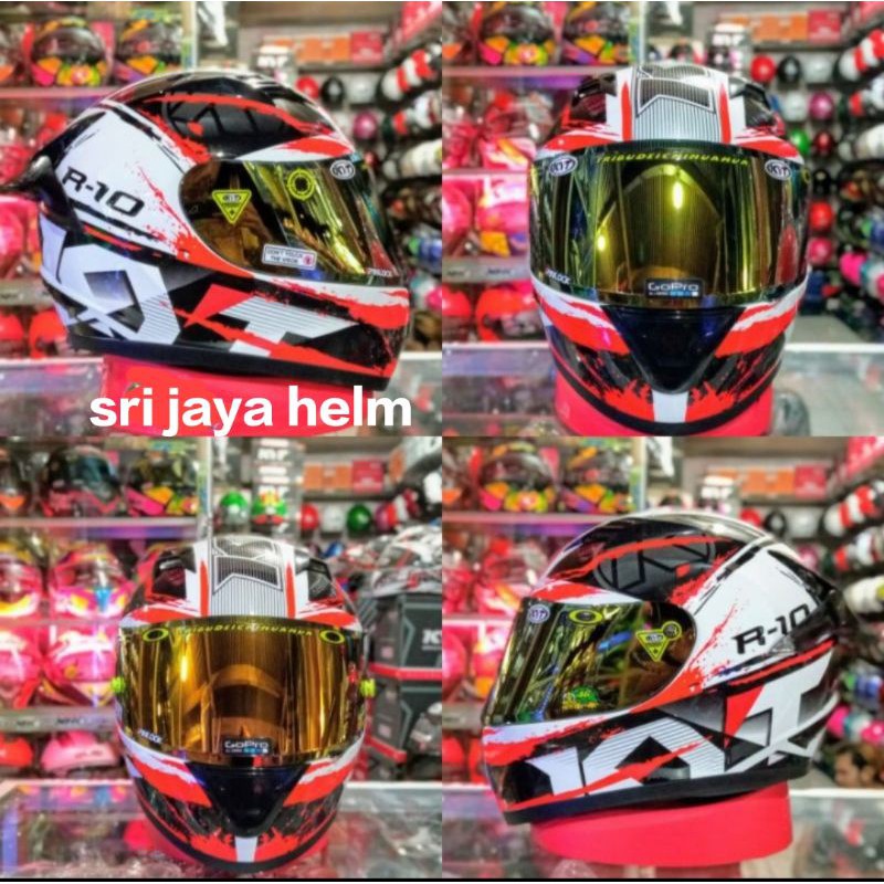 HELM KYT R10 #2 WHITE/RED PAKET GANTENG
