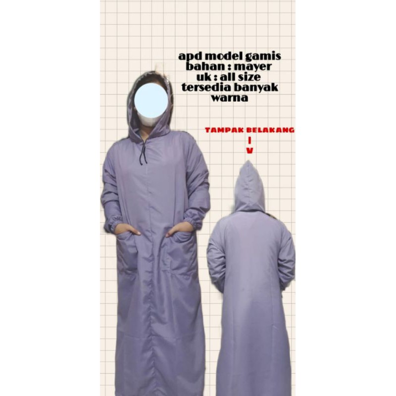 hazmat APD baju pelindung APD model gamis bahan mayer