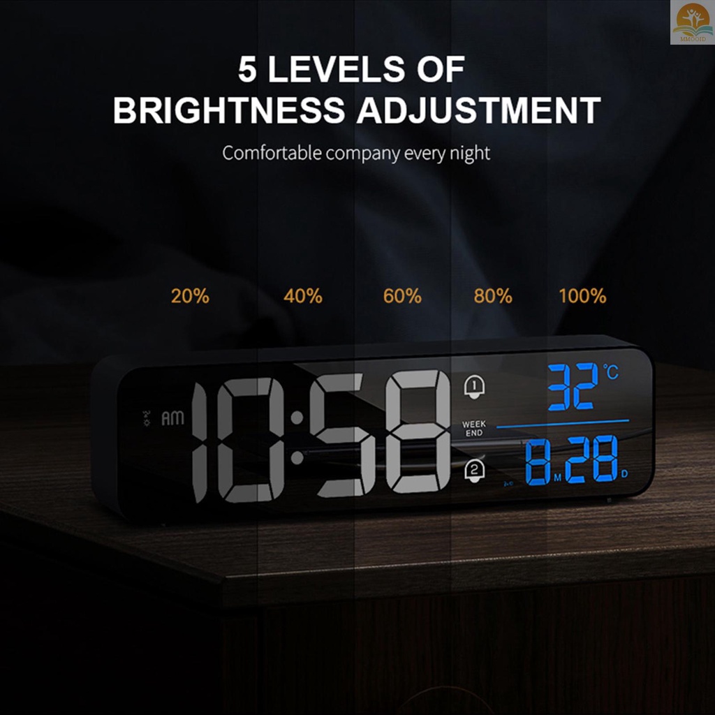 (MMOI) Jam Alarm Digital LED 2 / 5 Level Kecerahan Untuk Kamar Tidur / Kantor