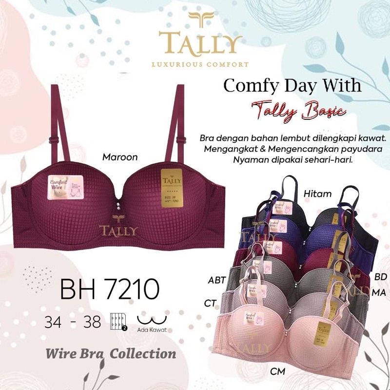 TALLY BRA BH 7210 | CUP B BESAR | BH 1/2 CUP | BUSA SEDANG | ADA KAWAT | SIZE 34 - 38