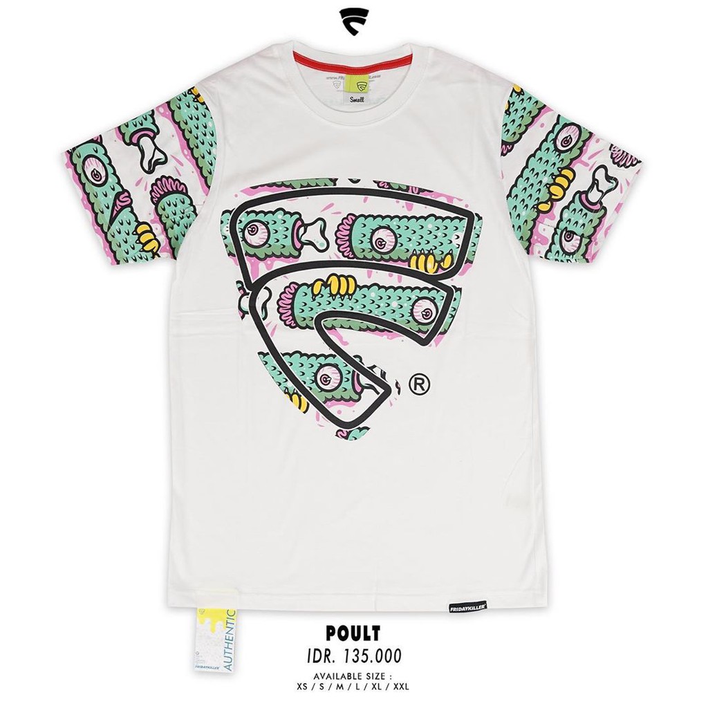 KAOS PRIA POULT - PUTIH by FRIDAY KILLER // KAOS LENGAN PENDEK TSHIRT ORIGINAL DISTRO PREMIUM
