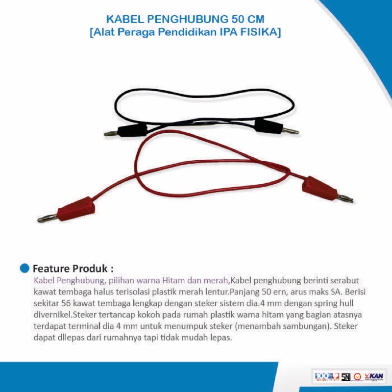 

Kabel Penghubung 50 cm Set isi 2 Pcs - Kabel Jumper [Alat Peraga Pendidikan IPA Fisika]