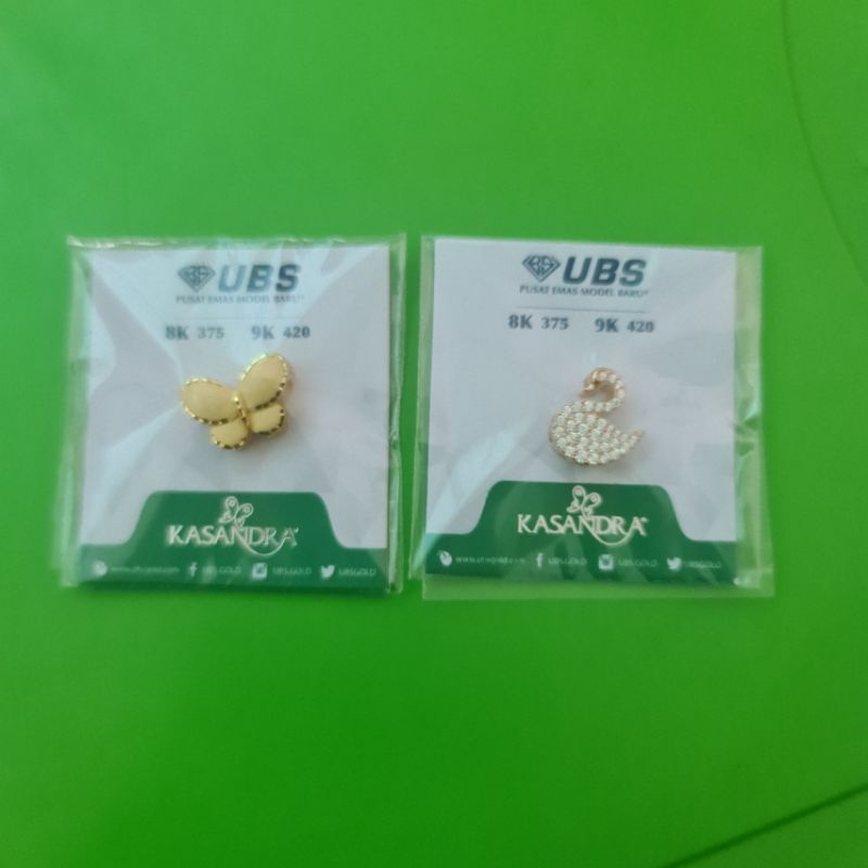 Charm mainan gelang belt kupu dan swan angsa full mata putih UBS kadar 8K 375