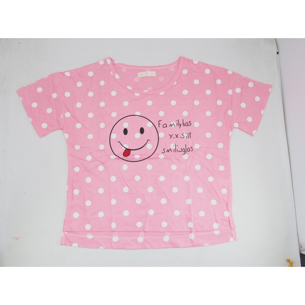 [COD]#888 baju tidur wanita motif smile polkadot bahan katun adem dan lentur