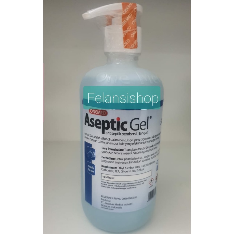 Aseptic Gel Onemed PUMP 500Ml . Hand sanitizer gel onemed 500ml. Handsanitizer Onemed 500 Ml