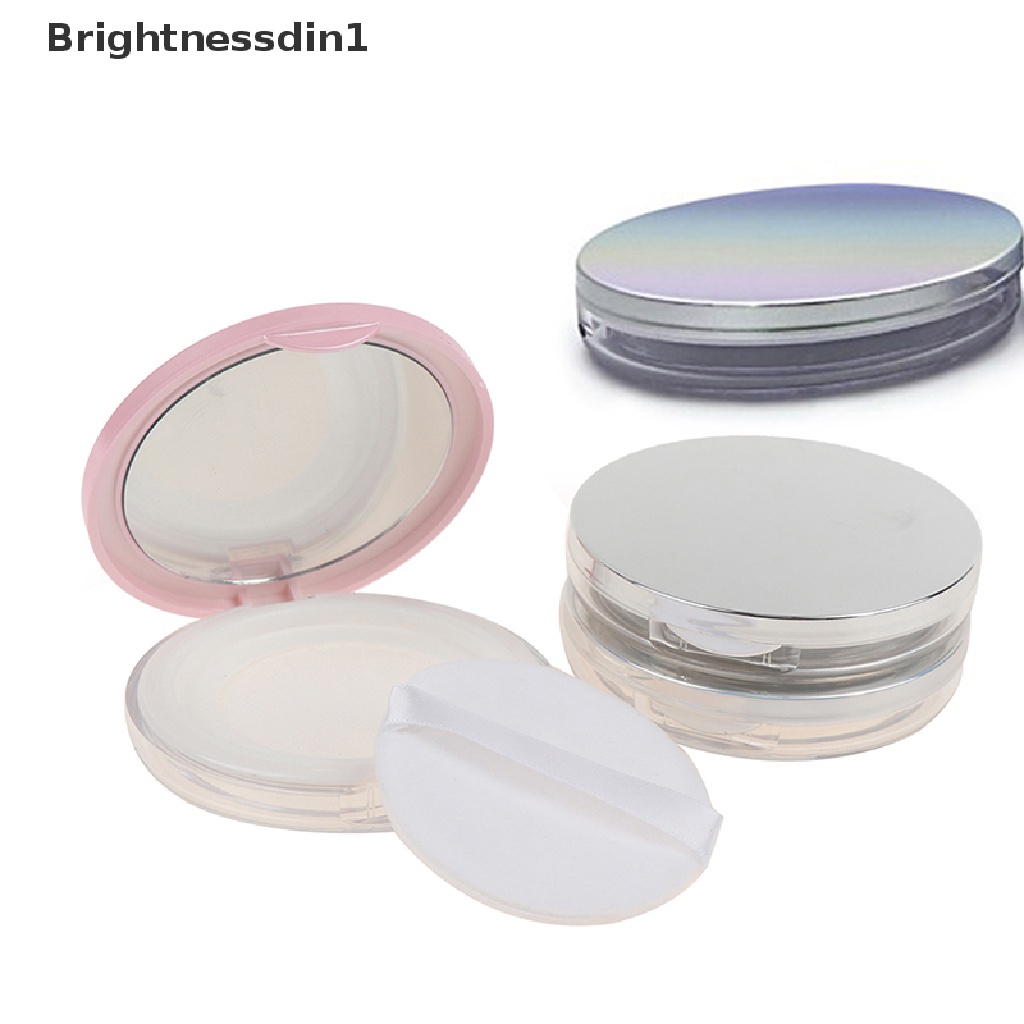 (Brightnessdin1) Botol Kosong Portable Dengan Kaca + Puff Untuk Tempat Kosmetik