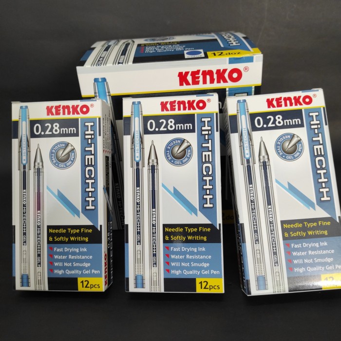 

Pen Kenko Hitech Hi Tech 0.28 Pulpen Pen Gel - Hitam - 12 PC - Biru