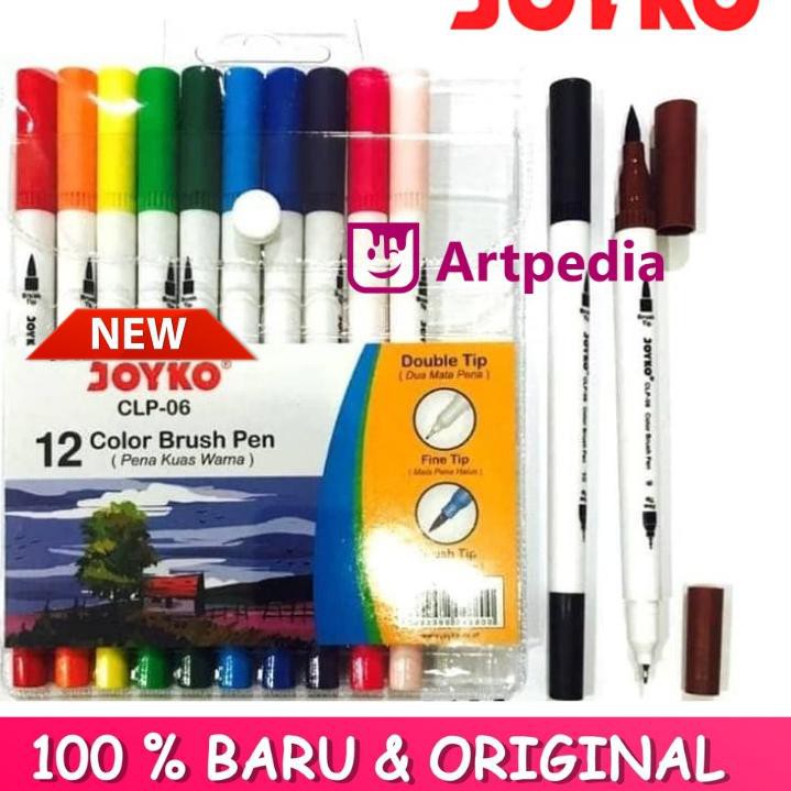 

8DK Brush Pen Joyko 12 Warna CLP-06 ( Dua Mata Pena ) Joyko CLP-06 Set 12 Ready stock