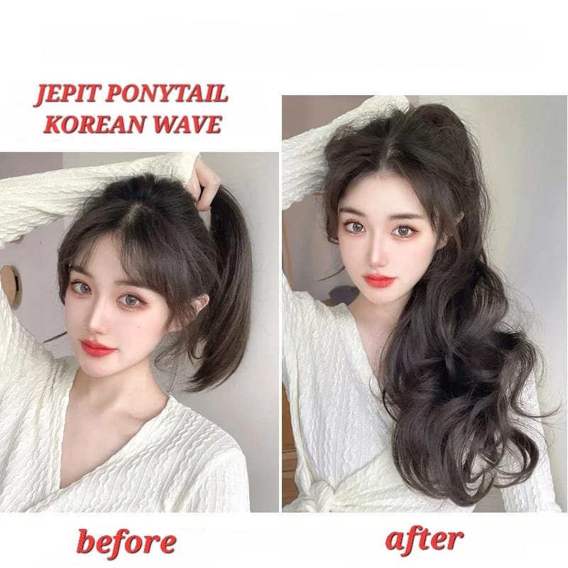 JEPIT RAMBUT PONYTAIL 50 CM KUNCIRAN RAMBUT PALSU WIG KOREA IMPORT HAIRCLIP HAIR EXTENSION