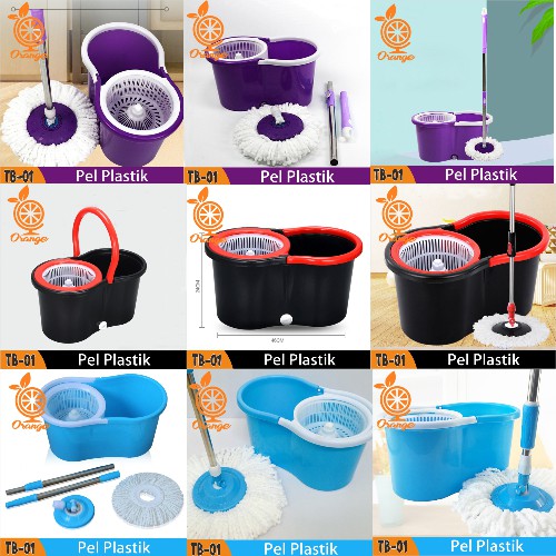 Set Alat Spin Mop Lap Pel Plastik Dengan Ember Pencuci Putar