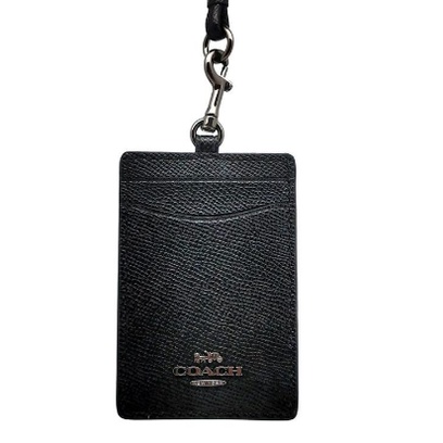 

Coach gantungan ID Card Holder Lanyard Metal Logo Black Crossgrain original kb