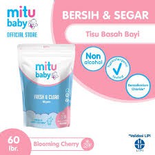 Mitu Baby Wipes Fresh & Clean Refill Pink 60's / Tisu Basah Bayi Isi 60 Pcs - BW JTB