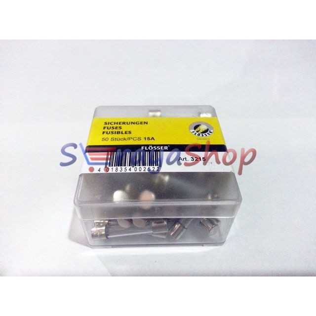 Sekring / Fuse Glass (Tabung) 15A Flosser