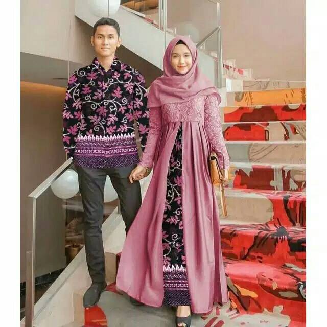 Couple pesta suami istri batik brokat