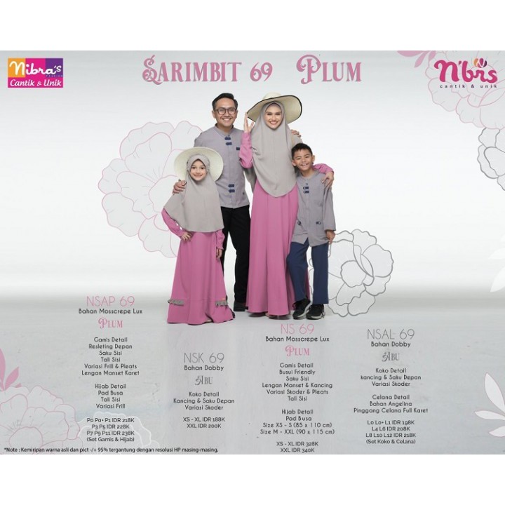 SARIMBIT NIBRAS 69 SYARI PLUM PINK | SARIMBIT LEBARAN 2020