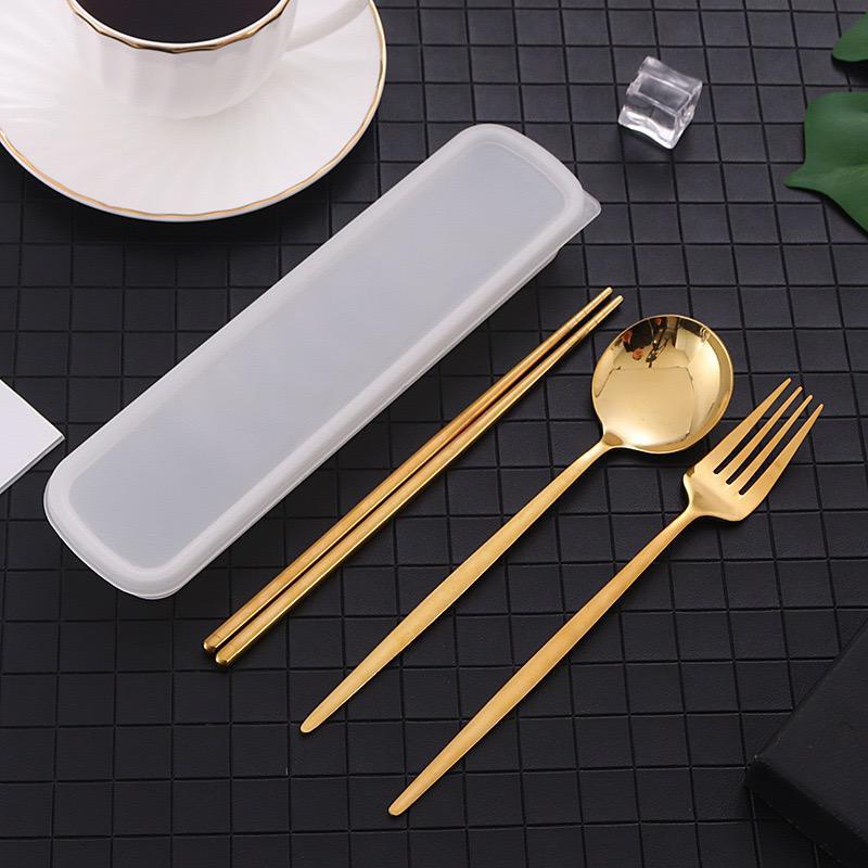 PREMIUM Alat Makan Sendok Garpu Sumpit Set Stainless Steel 304 /Sendok Set Karakter Warna Lucu/ Souvenir