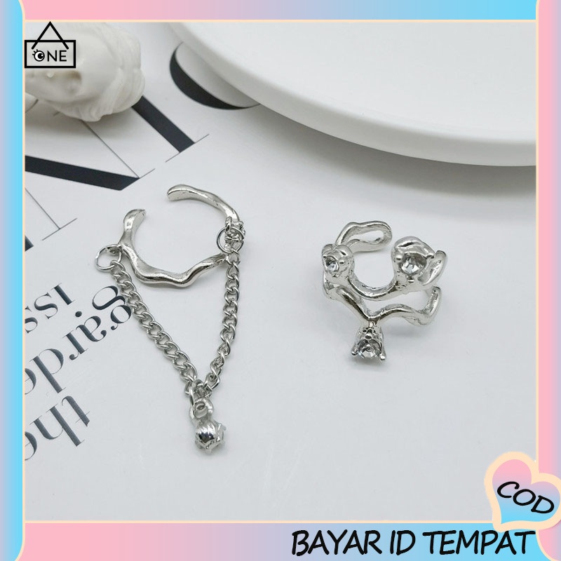 COD❤️Cincin gelombang tidak beraturan wanita cahaya mewah pasang cincin terbuka angin dingin yang dapat disesuaikan