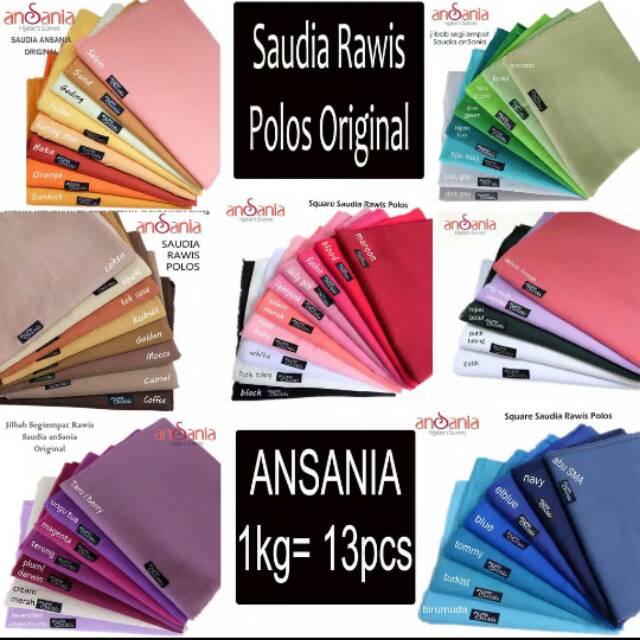 Jilbab Saudia Ansania - Kerudung Segi Empat - Kerudung Rawis - Saudia Ansania