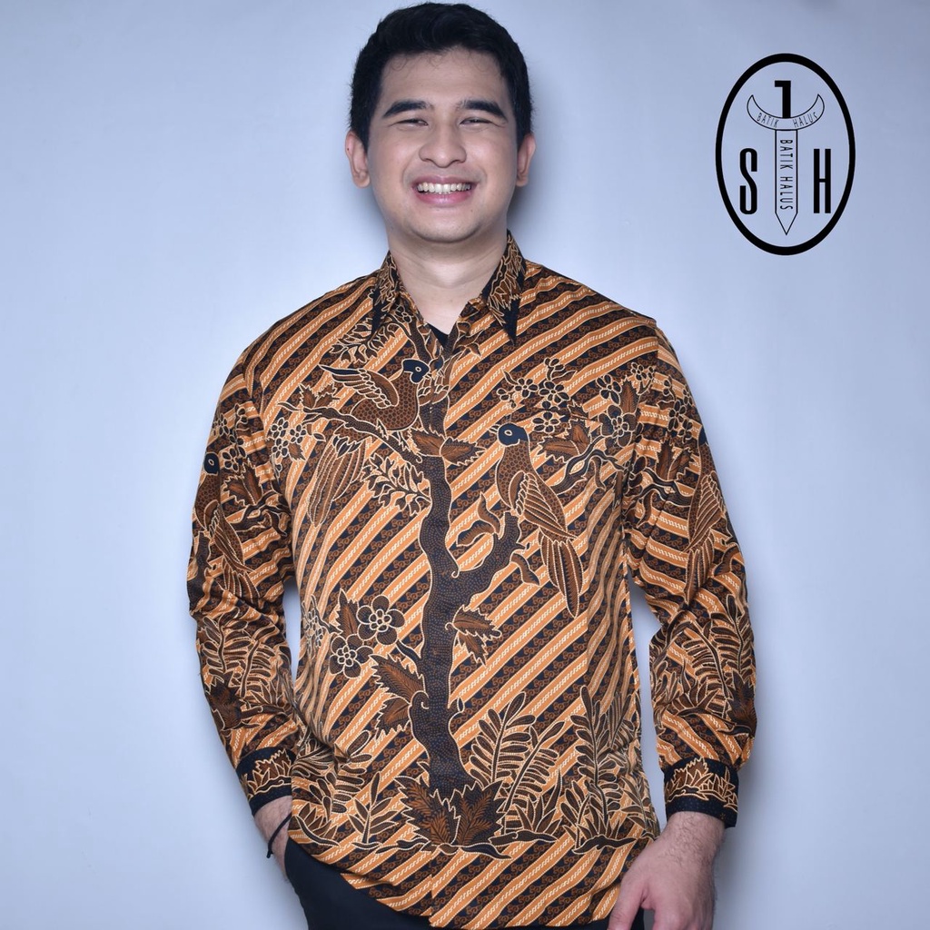 SULTAN HADI / BAJU BATIK / BATIK LENGAN PANJANG / MODEL BAJU BATIK TERBARU / KEMEJA BATIK / ATASAN PRIA / BATIK MEWAH / BAJU BATIK SILKY LERENG KUNING